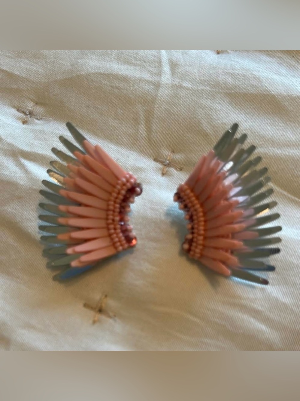 Mignonne Gavigan Pink and Silver Wing Earrings